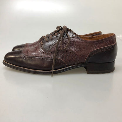 フローシャイム レザーシューズ メダリオン オーストリッチ コンビ ブラウン メンズ サイズ8 FLORSHEIM 約26.0cm【AFC32】
