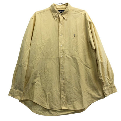 美品◆ラルフローレン ボタンダウンシャツ 90S YARMOUTH 刺繍 イエロー メンズ サイズ16 1/2 Ralph Lauren 【AFB6】
