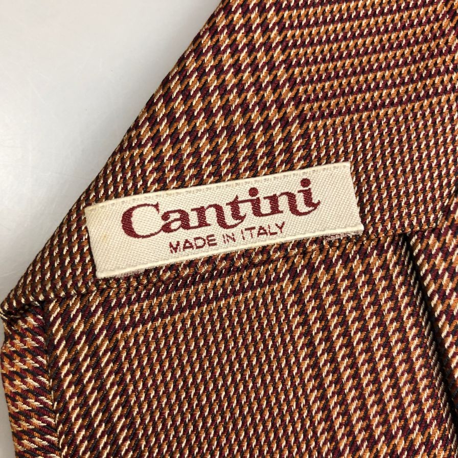 カンティーニ 100%シルクネクタイ ワインレッドチェック Cantini【AFB50】