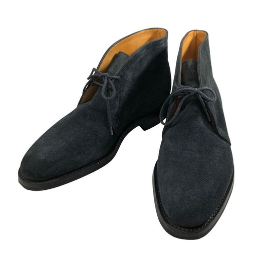 ジョンロブ ケント チャッカブーツ スエード 8695ラスト サイズUK7E  ネイビー JOHN LOBB ブーツ 約25.5cm【LA】【中古】