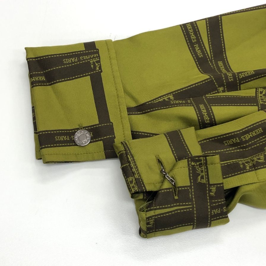 美品◆エルメス マルジェラ期 ワンピース ヴィンテージ 総柄 ボルデュック カーキ レディース サイズ34 HERMES 【AFB2】