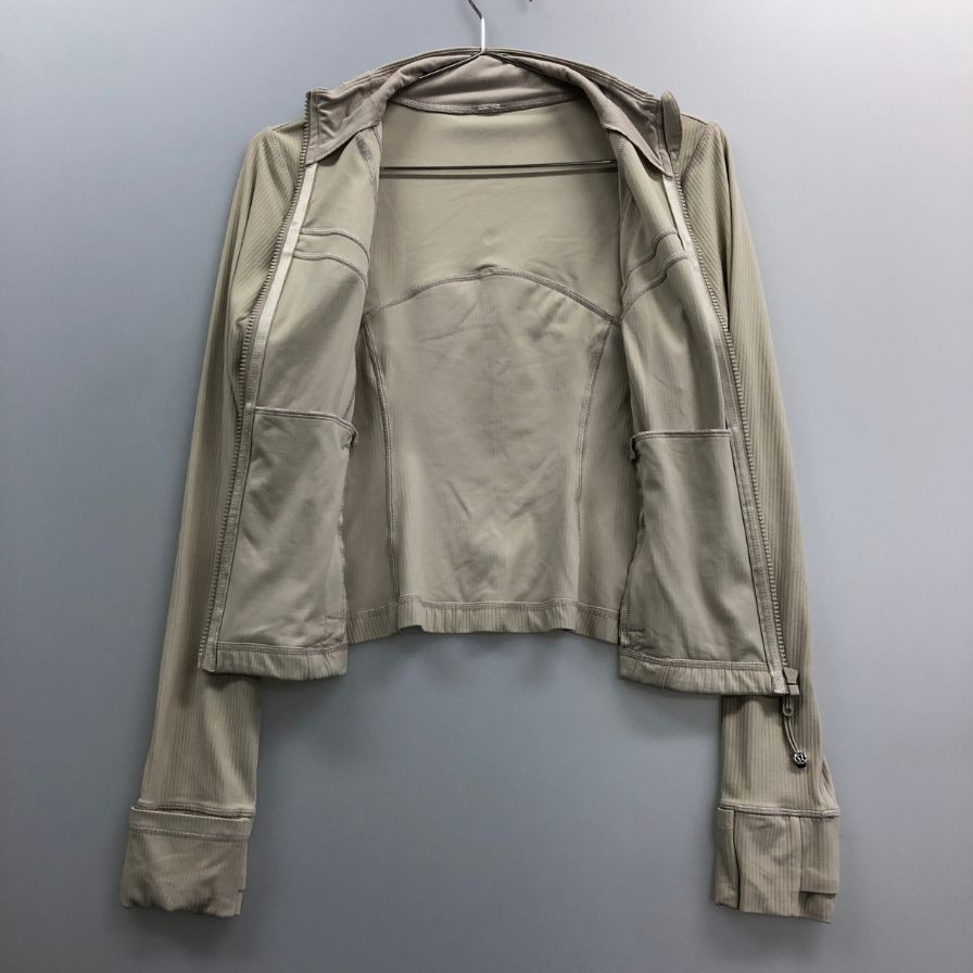 美品◆ルルレモン 長袖トップス ジップアップ ベージュ レディース lululemon 【AFB16】