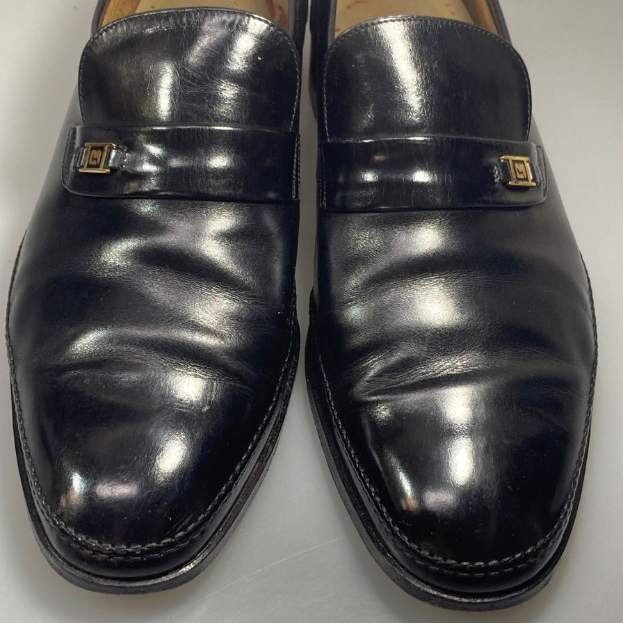 マレリー スリッポン カーフ ゴールド金具 メンズ ブラック サイズ25EEE marelli 約25.0cm【AFC1】
