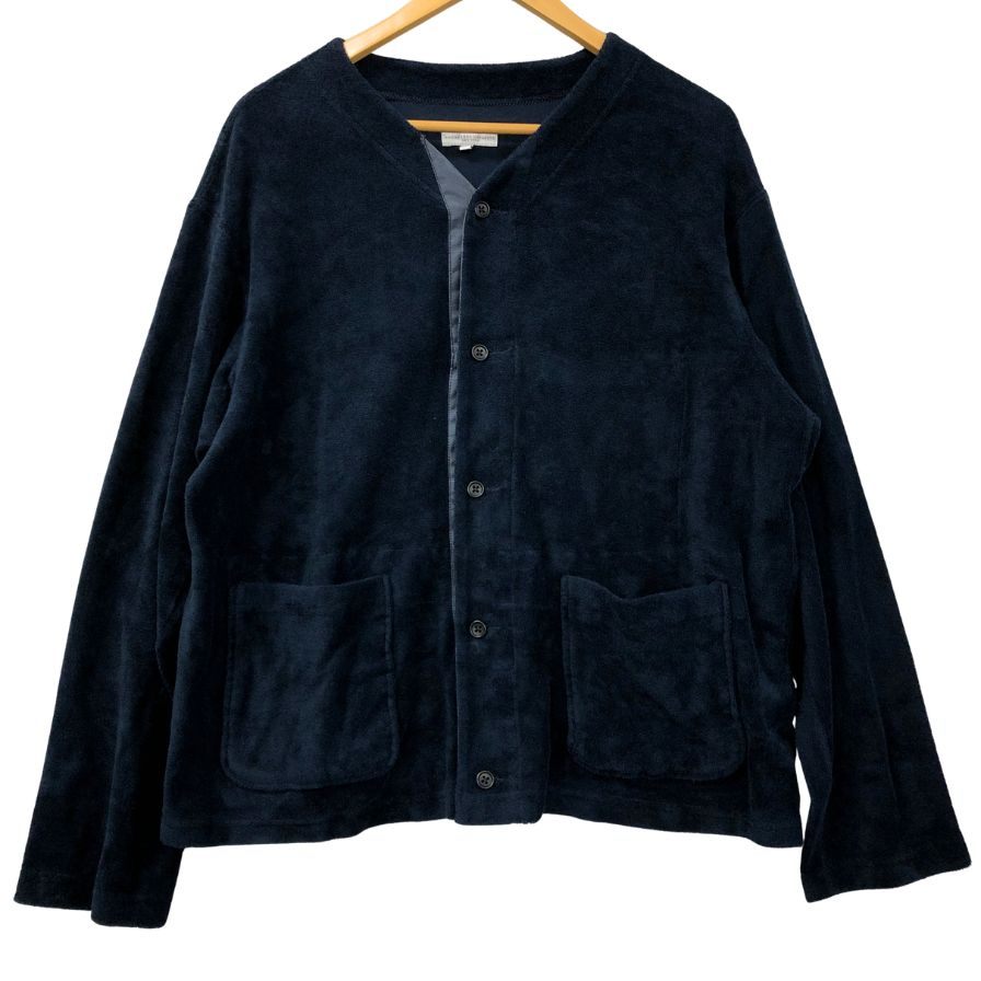 新品同様◆エンジニアードガーメンツ ノーカラージャケット パイル地 USA製 メンズ サイズM ネイビー ENGINEERED GARMENTS 【AFB5】