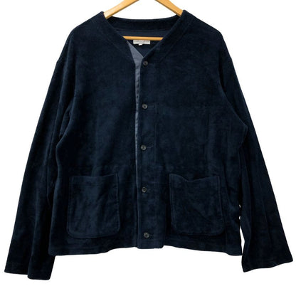 新品同様◆エンジニアードガーメンツ ノーカラージャケット パイル地 USA製 メンズ サイズM ネイビー ENGINEERED GARMENTS 【AFB5】