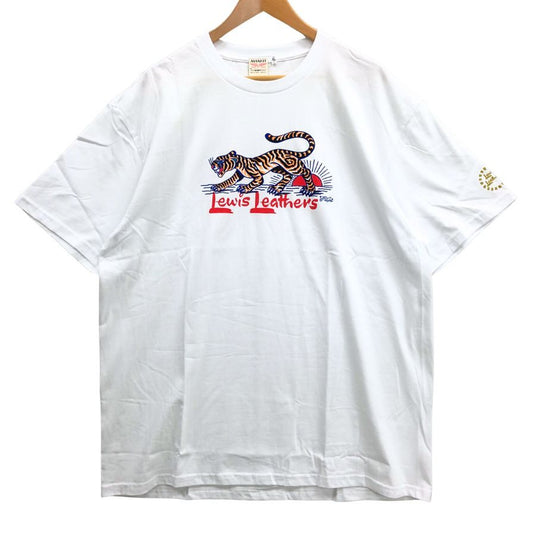 新品同様◆ルイスレザーズ Tシャツ タイガー  AVAKIT T-Shirts BRITISH MADE ユニセックス サイズXL ホワイト Lewis Leathers 【AFB6】