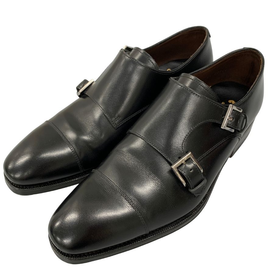 カルミナ トレーディングポスト別注 ダブルモンクシューズ 80544 ボックスカーフ レインラスト ブラック メンズ サイズ5.5E CARMINA ビジネスシューズ 約24.0cm【LA】【中古】