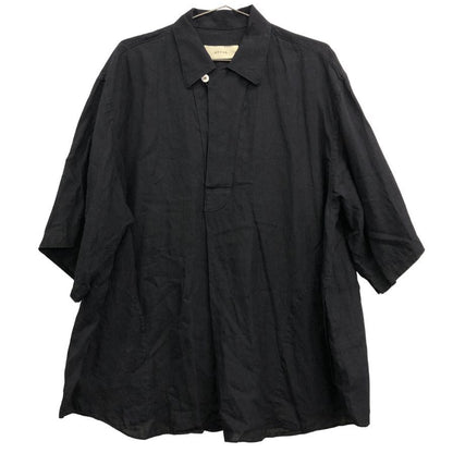 美品◆アントス スキッパー シャツ プルオーバー 半袖 リネン100% MADE IN JAPAN メンズ サイズ2 ブラック ANTOS. TOKYO 【AFB46】