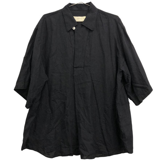 美品◆アントス スキッパー シャツ プルオーバー 半袖 リネン100% MADE IN JAPAN メンズ サイズ2 ブラック ANTOS. TOKYO 【AFB46】