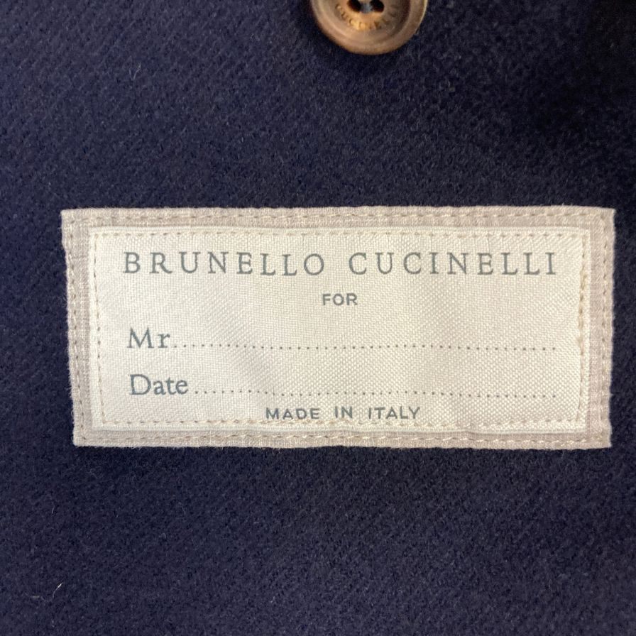 美品◆ブルネロクチネリ 3B テーラードジャケット ウール カシミヤ混 メンズ サイズ44 ネイビー Brunello Cucinelli 【AFB46】