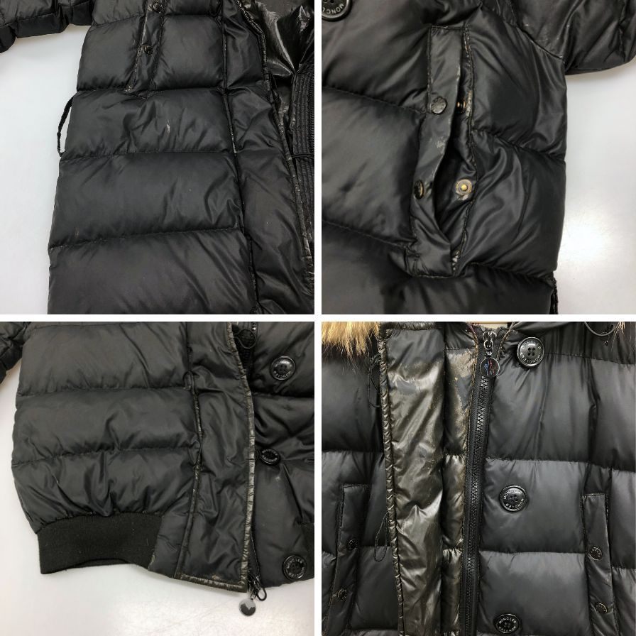 中古■モンクレール ダウンコート LUCIE ラクーンファー ブラック レディース サイズ2 MONCLER 【AFA13】