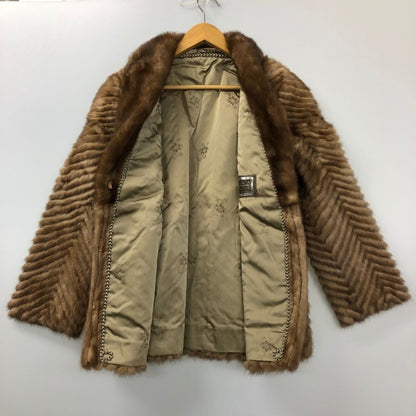サガミンク 銀サガ  コート ハーフ丈 ブラウン レディース サイズ6 ベージュ系 SAGA MINK【AFG1】