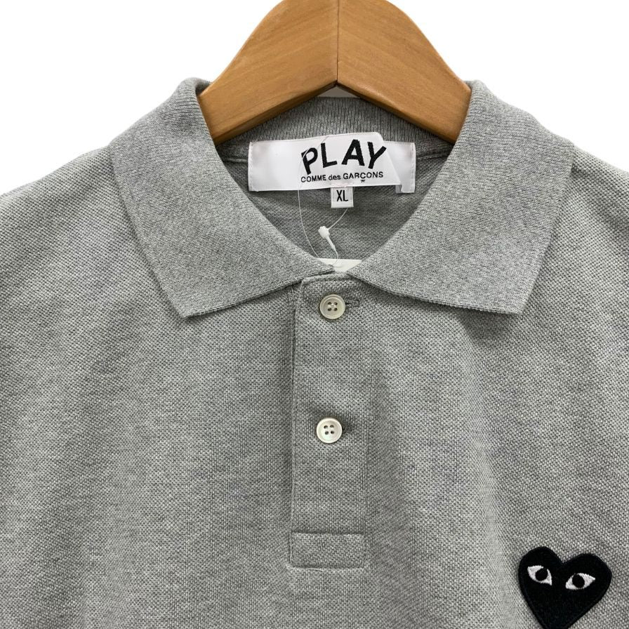 新品同様◆プレイ コムデギャルソン 鹿の子ポロシャツ ハート グレー メンズ サイズXL AX-T078 PLAY COMME des GARCONS 【AFB32】