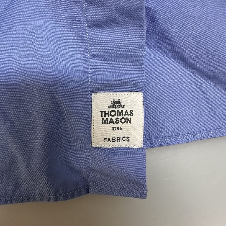 美品◆トキアリ TOKIARI ダブルボタンカラー 長袖シャツ 日本製 メンズ 2 ブルー 時在服飾設計 【AFB3】