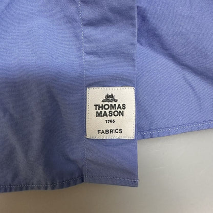 美品◆トキアリ TOKIARI ダブルボタンカラー 長袖シャツ 日本製 メンズ 2 ブルー 時在服飾設計 【AFB3】