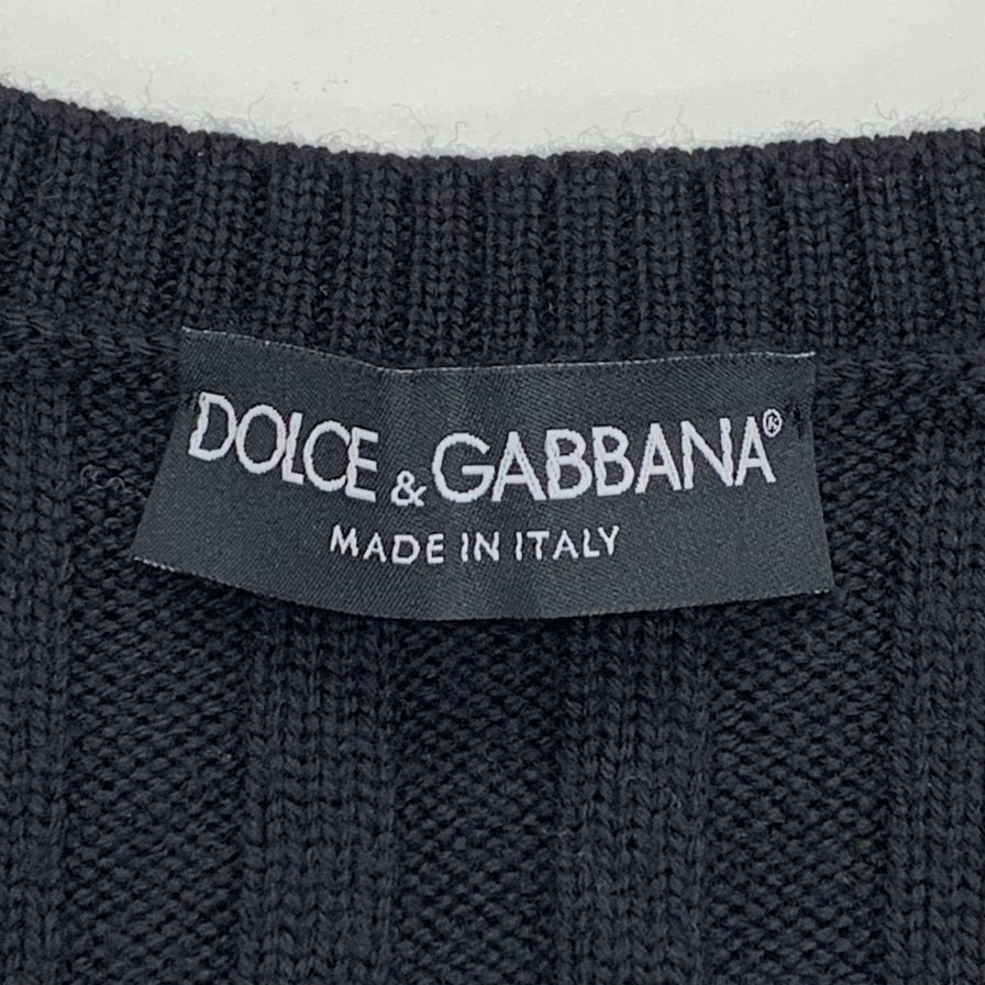 極美品◆ドルチェ&ガッバーナ カーディガン リブ ウール100% レディース サイズ40 ブラック DOLCE&GABBANA 【AFB3】