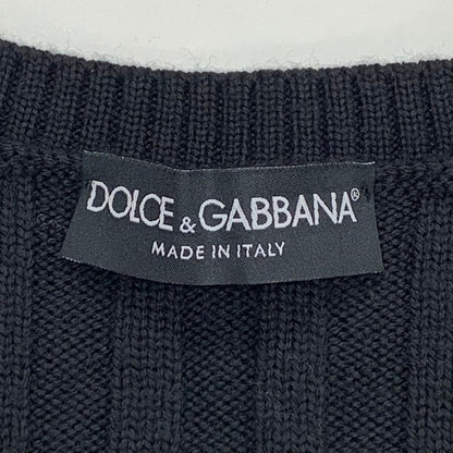 極美品◆ドルチェ&ガッバーナ カーディガン リブ ウール100% レディース サイズ40 ブラック DOLCE&GABBANA 【AFB3】