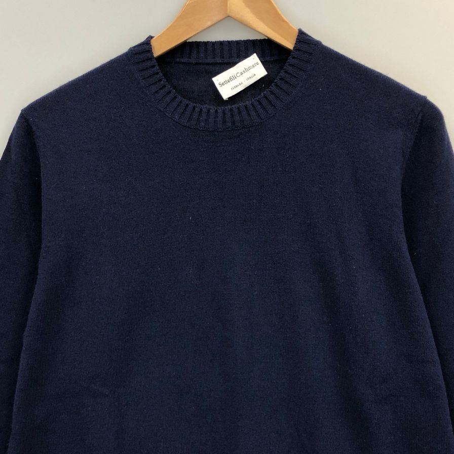 美品◆セッテフィーリカシミア クルーネック SF-09132-223 メンズ サイズ 46 ネイビーSettefili Cashmere 【AFB13】
