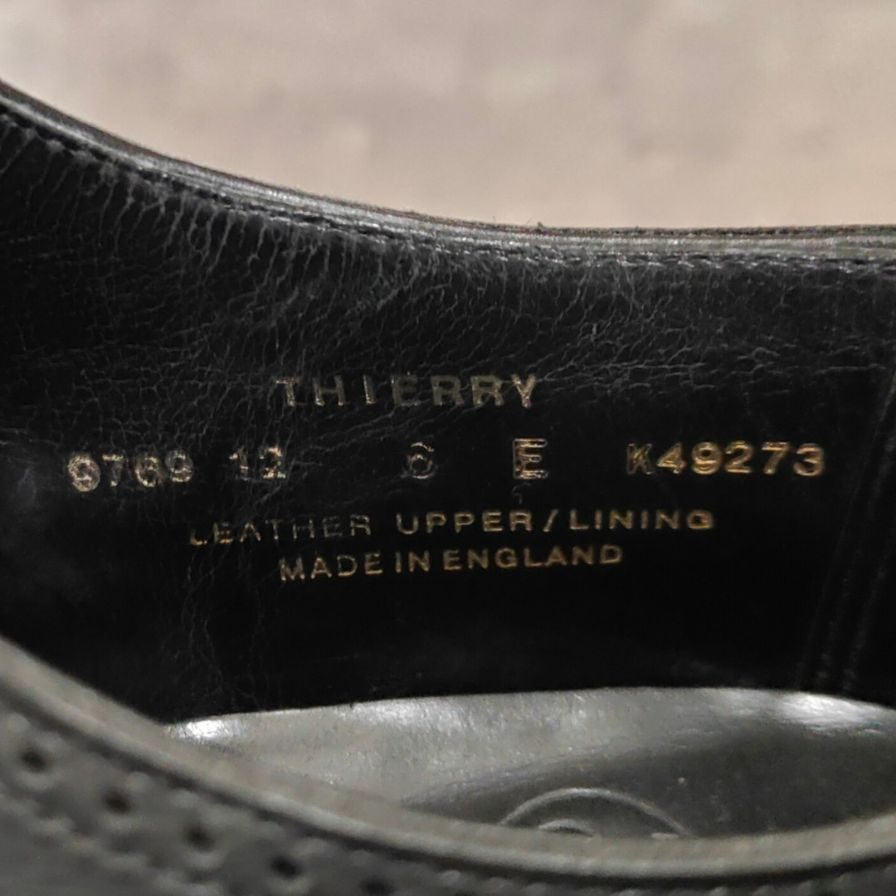 クロケット＆ジョーンズ セミブローグ ティエリー THIERRY Vフロント カーフ ブラック サイズUK6E Crockett&Jones ビジネスシューズ 約24.5cm【LA】【中古】