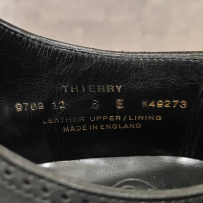 クロケット＆ジョーンズ セミブローグ ティエリー THIERRY Vフロント カーフ ブラック サイズUK6E Crockett&Jones ビジネスシューズ 約24.5cm【LA】【中古】