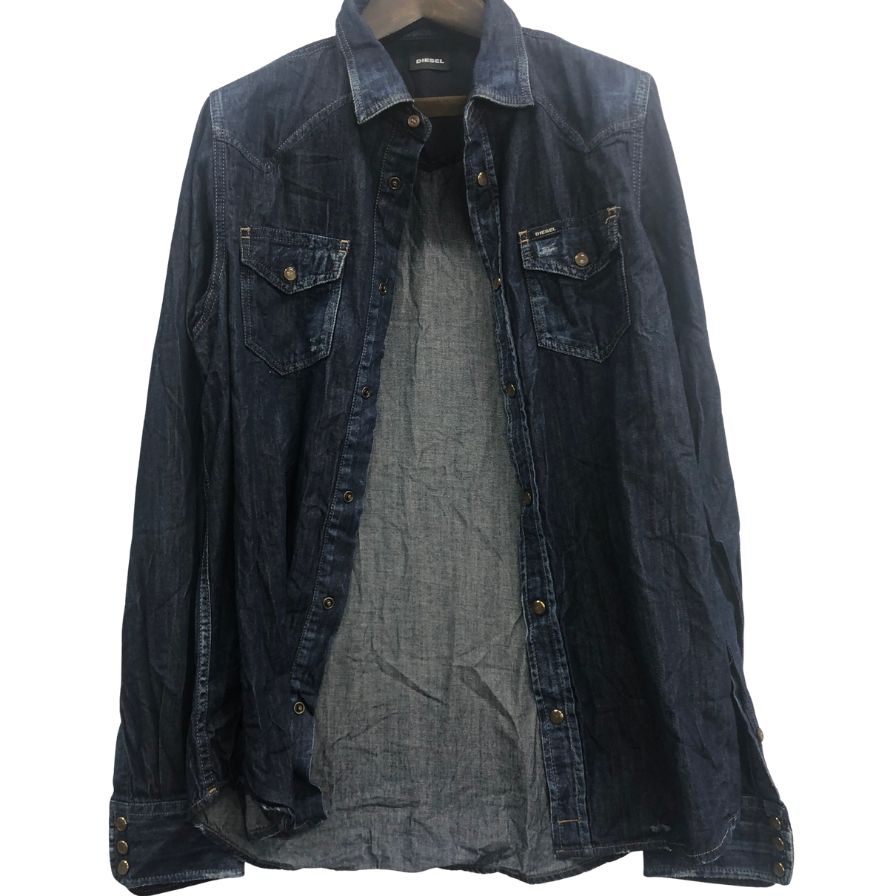 極美品◆ディーゼル デニムシャツ ダークインディゴ サイズM スリムフィット DIESEL 【AFB3】