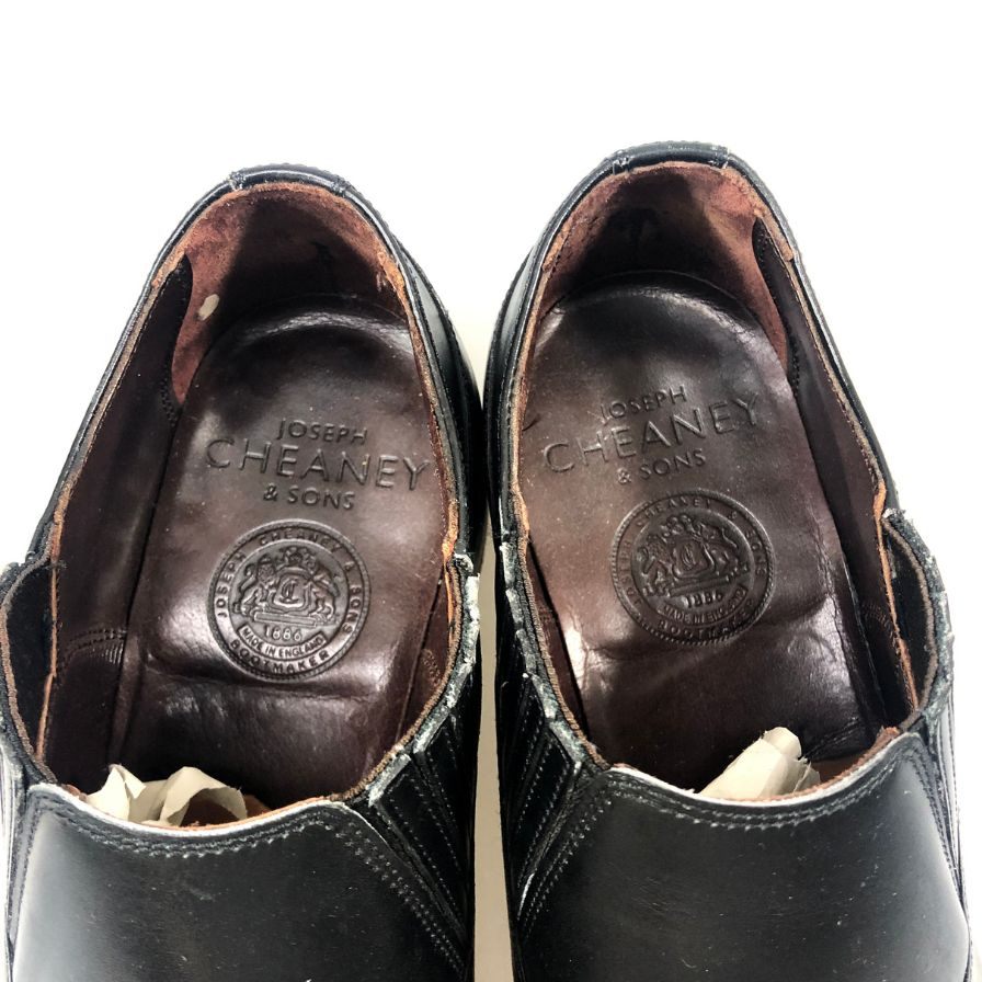 ジョセフチーニー Clarence スリッポン サイドエラスティック カーフ ブラック サイズUK6.5 JOSEPH CHEANEY 約25.5cm【AFC48】