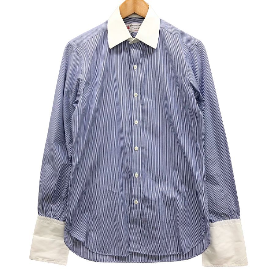 ターンブル＆アッサー ワイシャツ クレリック ストライブ ブルー系 サイズ15 メンズ Turnbull&Asser【LA】