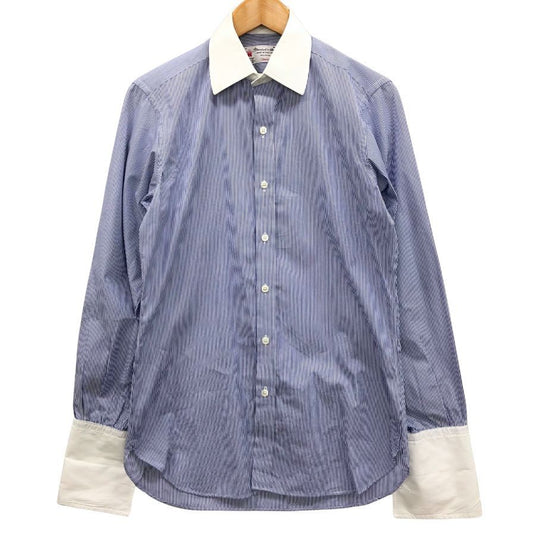 ターンブル＆アッサー ワイシャツ クレリック ストライブ ブルー系 サイズ15 メンズ Turnbull&Asser【LA】