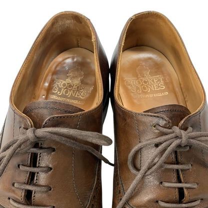 クロケット&ジョーンズ レザーシューズ セミブローグ MALTON ブラウン UK7.5 CROCKETT&JONES 約26.0cm【AFC44】