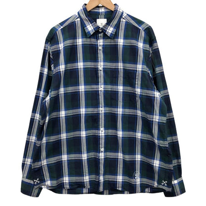 美品◆ユニフォームエクペリメント チェック 長袖シャツ 23SS UE-230019 メンズ サイズ3 ブルー Uniform Experiment 【AFB39】