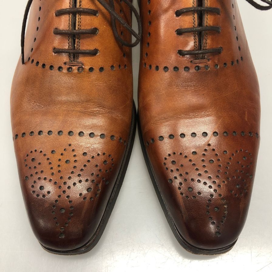 マグナーニ レースアップシューズ ホールカット メダリオン ブラウン メンズ サイズ40 17505 MAGNANNI 約25.0cm【AFC5】