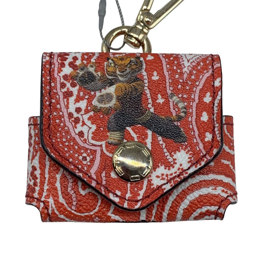 エトロ エアポッズケース カンフーパンダ AirPodsケース レッド系 レザー ETRO【AFI8】【中古】