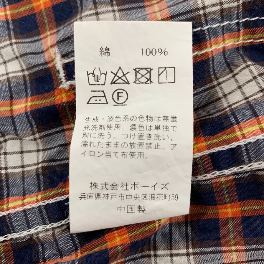 中古◆ダントン カバーオールシャツ チェック柄 サイズ36 レディース オレンジ ネイビー ホワイト系 DANTON 【AFB30】