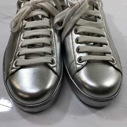 グッチ レザースニーカー インターロッキングG シルバー 660266 レディース サイズ6 GUCCI 約25.0cm【YB2】