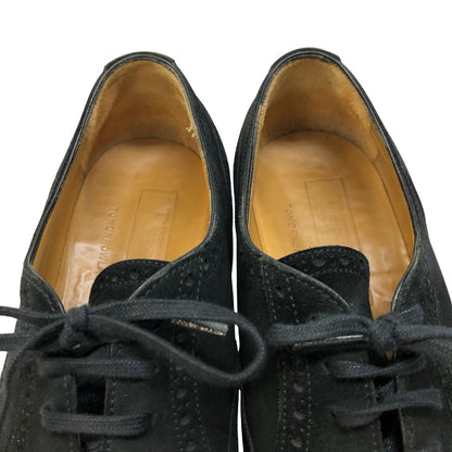 ヒデタカフカヤ トゥモローランド レザーシューズ パンチドキャップトゥ スエード ブラック  サイズ40 Hidetaka Fukaya TOMORROWLAND 約25.5cm【AFC34】