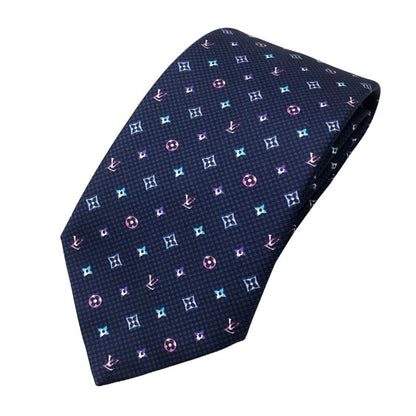 ルイヴィトン ネクタイ M76609 モノグラム ハーロー ネイビー シルク メンズ LOUIS VUITTON【AFI22】