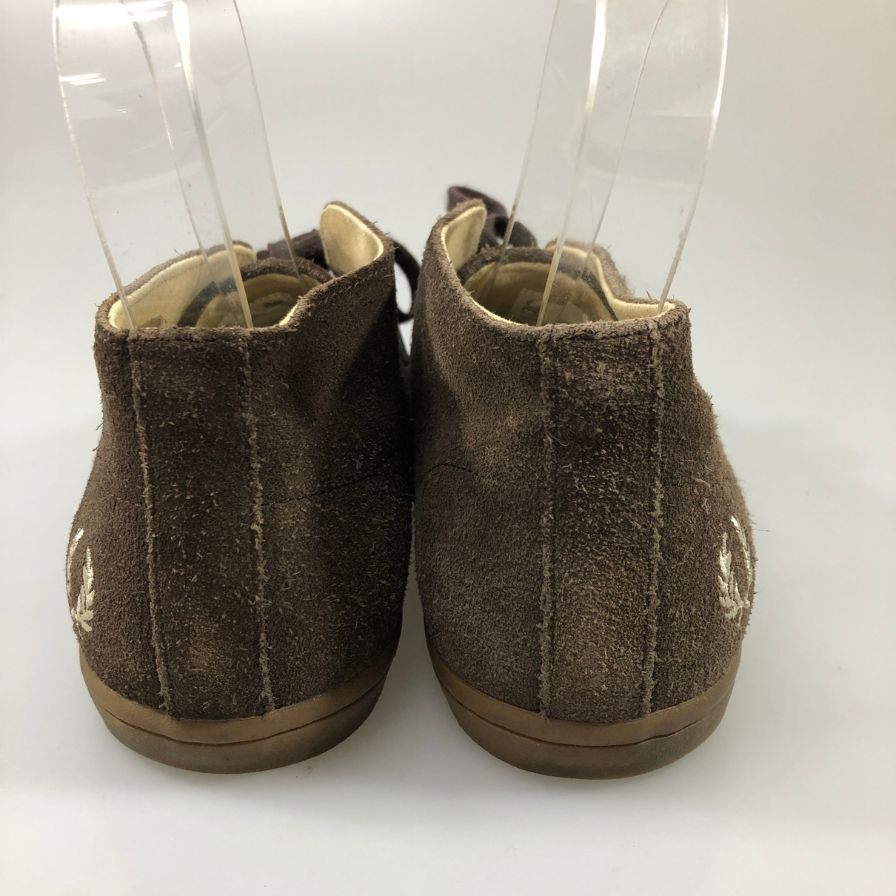 フレッドペリー スニーカー ミッドカット チャッカ スエード 刺繍 ブラウン メンズ サイズ27cm FRED PERRY 約27.0cm【AFC53】