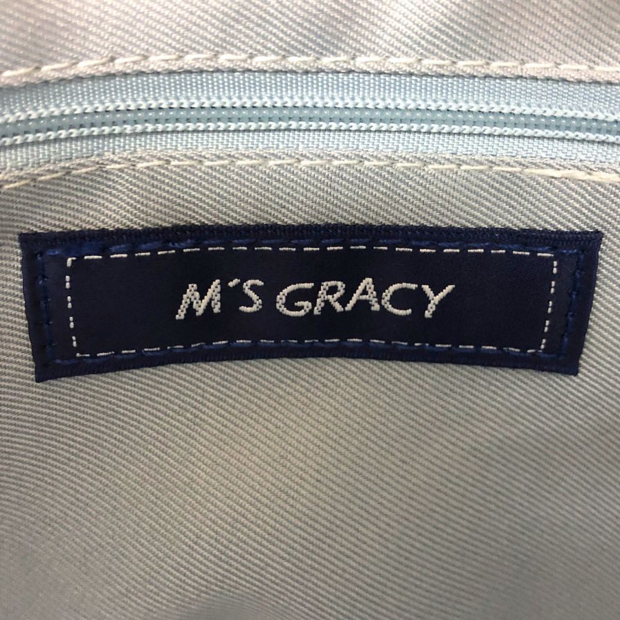 エムズグレイシー トートバッグ ストロー リボン デザイン かご ハンド 鞄 ライトグリーン M'S GRACY【AFE4】