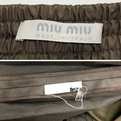 ミュウミュウ スカート ナイロン切替 カーキ サイズ40 レディース MIUMIU【AFB6】