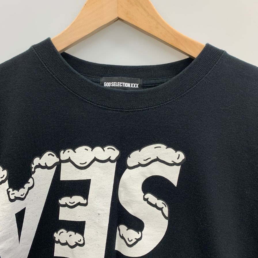美品◆ゴッドセレクション×ウィンダンシー Tシャツ ブラック ロゴ メンズ サイズXL GOD SELECTION XXX×WIND AND SEA 【AFB7】