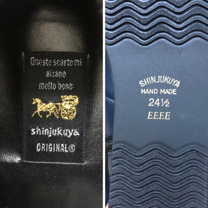 新宿屋 レザーブーツ オーストリッチ 2771-085 24.5cm レディース ブルー shinjukuya 約24.5cm【7F3-2】