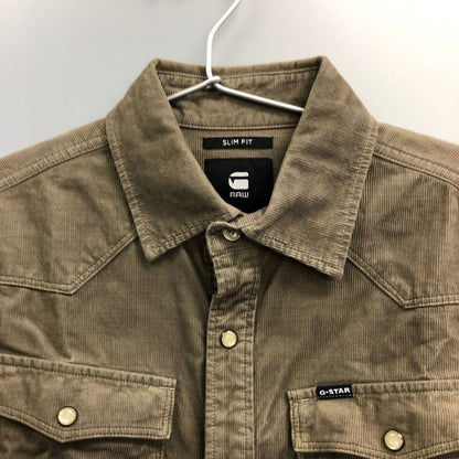 美品◆ジースター ロウ ウエスタンシャツ コーデュロイ メンズ ベージュ サイズS G-STAR RAW 【AFB29】