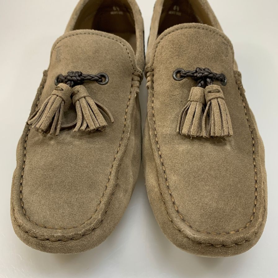トッズ ドライビングシューズ タッセル スエード メンズ グレー サイズ6.5 TOD‘S 約25.5cm【AFD7】