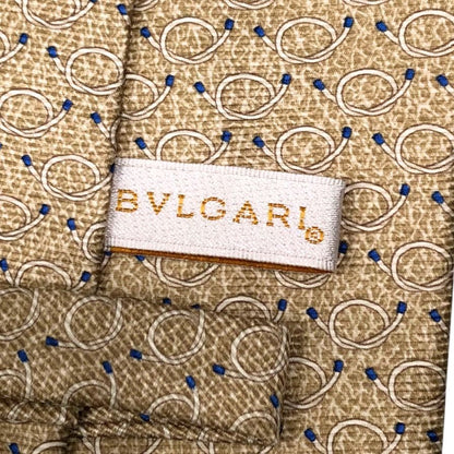 ブルガリ ネクタイ シルク100% 総柄 ベージュ BVLGARI【AFI12】