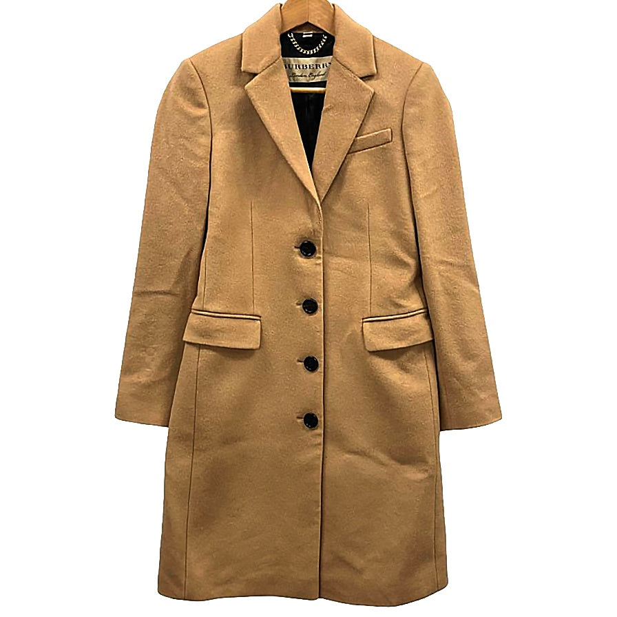 美品◆バーバリー ロンドン イングランド チェスターコート カシミヤ混 レディース サイズ36 ベージュ BURBERRY LONDON ENGLAND 【AFA21】