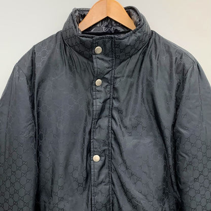 中古◆グッチ ダウンジャケット ナイロン GG柄 リバーシブル メンズ ネイビー サイズ50 GUCCI 【AFF24】