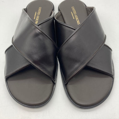 ユナイテッドアローズ レザーサンダル クロスストラップ ブラック サイズ41 メンズ UNITED ARROWS 約26.0cm【YB1】