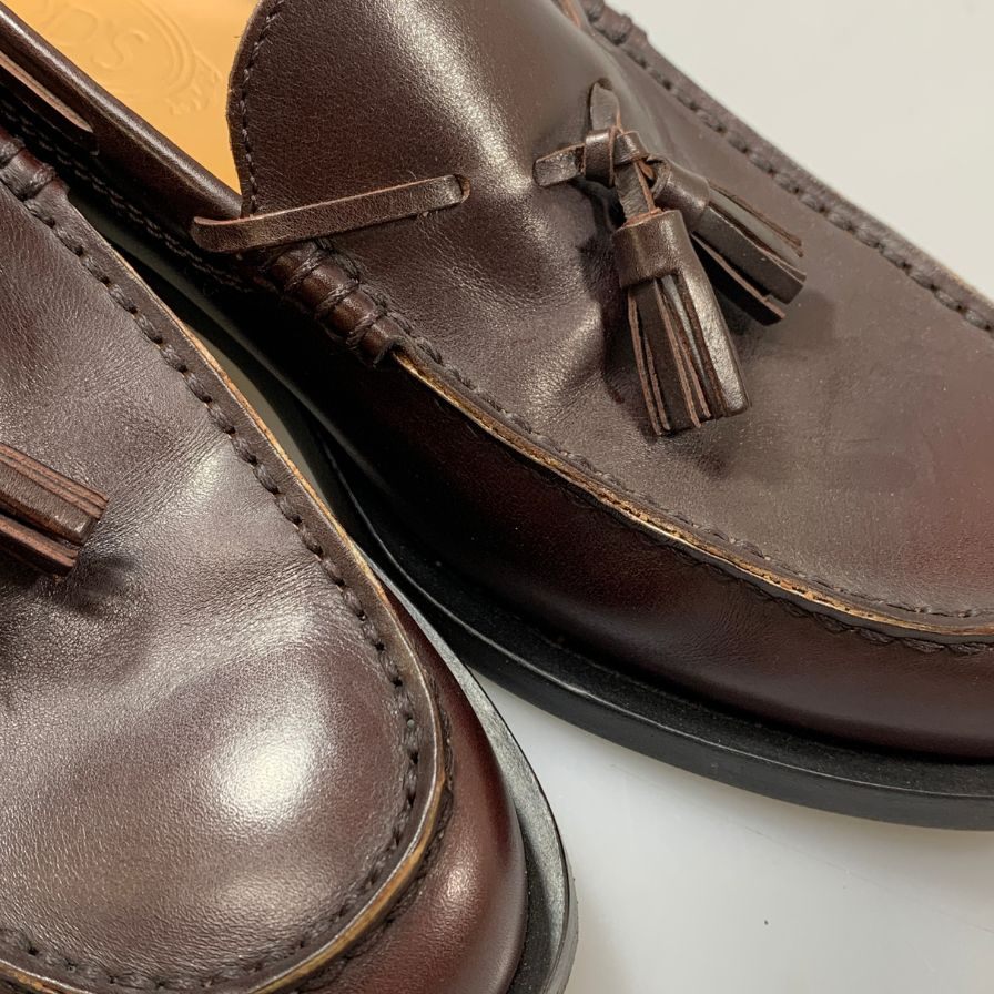 トッズ タッセルローファー カーフ ブラウン サイズ8 メンズ TOD`S 約27.0cm【AFC42】