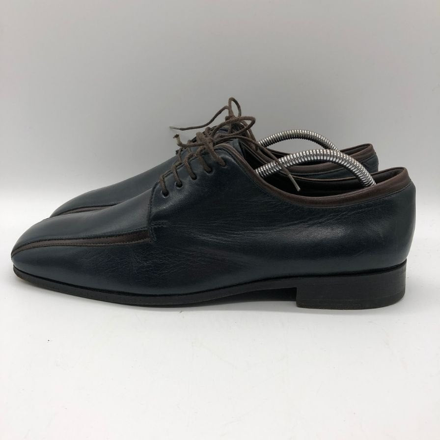 プラダ サフィアーノレザー スクエアトゥ レースアップシューズ 1E07 メンズ サイズ6 ネイビー PRADA 約25.0cm【AFD15】