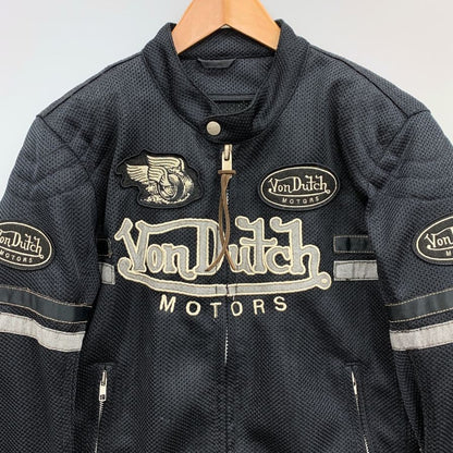 中古■ボンダッチ メッシュジャケット ワッペン 刺繍 ジップ メンズ ブラック サイズM Von Dutch 【AFB26】